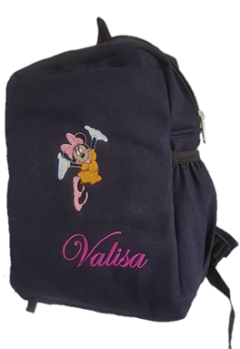 Red Minnie mouse denim bag with name